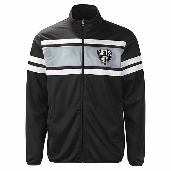 Men's G-III Sports By Carl Banks Black Brooklyn Nets Power Pitcher Full-Zip Track Jacket - Image 3