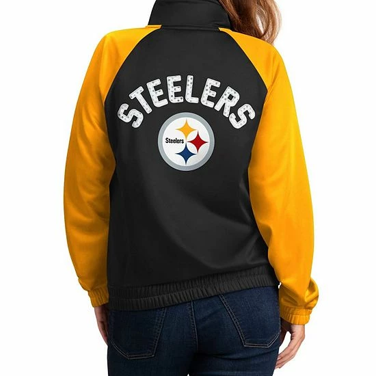 Women's G-III 4Her by Carl Banks Black/Gold Pittsburgh Steelers Confetti Raglan Full-Zip Track Jacket Women's G-III 4Her By Carl Banks Black/Gold Pittsburgh Steelers Confetti Raglan Full-Zip Track Jacket -G-III Sales Store unnamed file 90