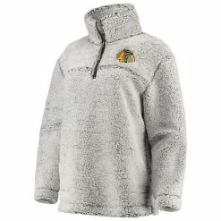 Women's G-III 4Her By Carl Banks Gray Chicago Blackhawks Sherpa Quarter-Zip Pullover Jacket 2 Women's G-III 4Her By Carl Banks Gray Chicago Blackhawks Sherpa Quarter-Zip Pullover Jacket -G-III Sales Store unnamed file 903