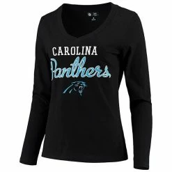 Women's G-III 4Her By Carl Banks Black Carolina Panthers Post Season Long Sleeve V-Neck T-Shirt -G-III Sales Store unnamed file 918