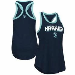 Women's G-III Sports By Carl Banks Deep Sea Blue Seattle Kraken Showdown Slub Racerback Tank Top