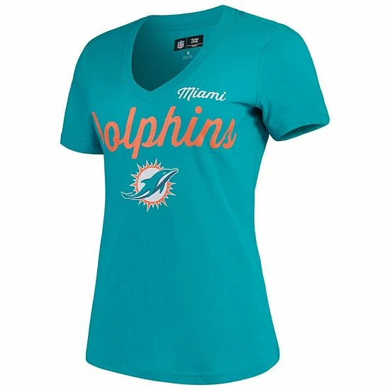 Women's G-III 4Her by Carl Banks Aqua Miami Dolphins Post Season V-Neck T-Shirt Women's G-III 4Her By Carl Banks Aqua Miami Dolphins Post Season V-Neck T-Shirt -G-III Sales Store unnamed file 96