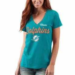 Women's G-III 4Her By Carl Banks Aqua Miami Dolphins Post Season V-Neck T-Shirt 4 Women's G-III 4Her By Carl Banks Aqua Miami Dolphins Post Season V-Neck T-Shirt -G-III Sales Store unnamed file 98