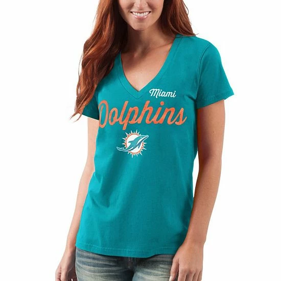 Women's G-III 4Her by Carl Banks Aqua Miami Dolphins Post Season V-Neck T-Shirt Women's G-III 4Her By Carl Banks Aqua Miami Dolphins Post Season V-Neck T-Shirt -G-III Sales Store unnamed file 98